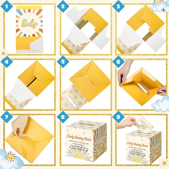 Glenmal 52 Pcs Baby Shower Games Gift Sets Large Baby Bottle for Shower Game Guess How Many Candies Decorations for Gender Reveal(Here Comes the Son)