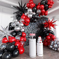 Red and Black Silver Balloon Arch Kit - 201Pcs Explosion Star Red Black Metallic Silver Balloon Garland kit Different Size Balloons for Anniversary Birthday Racing Car Poker Party Decoration
