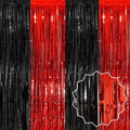 3 Pack Black and Red Foil Fringe Curtains Backdrop, 3.28 x 8.2 Ft Metallic Streamers Tinsel Curtains Background for Photo Booth, Birthday, Halloween, Christmas, New Year Party Decorations