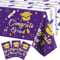 Graduation Tablecloth Party Decorations 2026, 3 Pack Purple Large Size 54"x108" Congrats Grad Disposable Rectangle Table Covers Plastic Table Cloth for College High School Class of 2026 Party Supplies