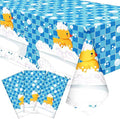 Oudain 3 Pcs Plastic Yellow Duck Tablecloth Disposable Cute Bubble Rubber Yellow Ducky Table Cover for Birthday Party Decorations Supplies, 51 x 86.6 Inch