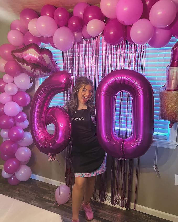 Rosy Purple Number 2 Balloon 40 Inch, 2 Balloon Number, 2nd Birthday Decorations for Baby Girls Boys Toddlers
