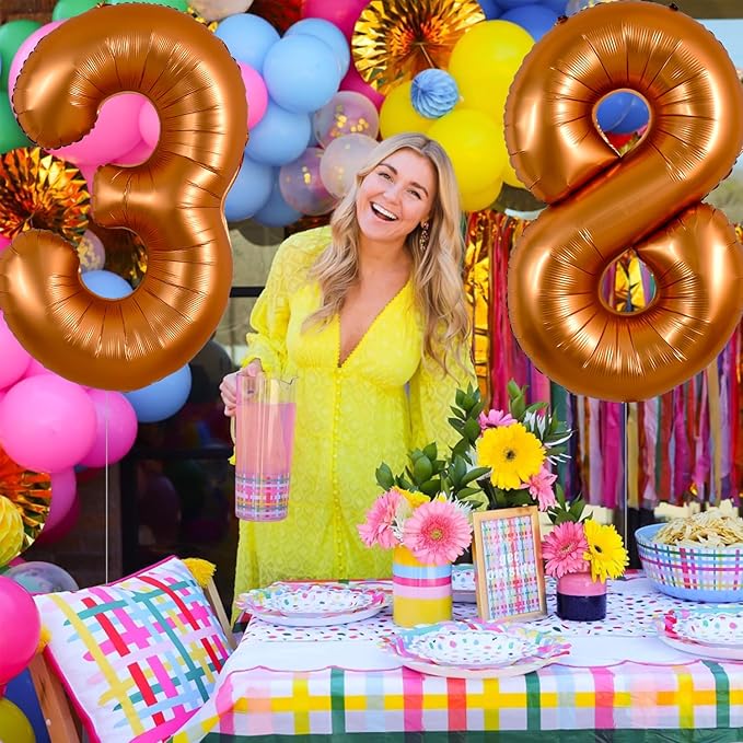 TONIFUL 40 Inch Orange Large Numbers Balloon 0-9 Birthday Party Decorations,Big Number 8 Foil Balloon Digital 8 for Birthday Party,Wedding, Bridal Shower,Engagement,Graduations,Anniversary,Baby Shower
