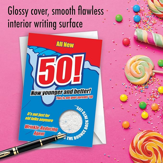 NobleWorks - Funny 50th Milestone Birthday Greeting Card with 5 x 7 Inch Envelope (1 Card) Bday Body Detergent 50 5186