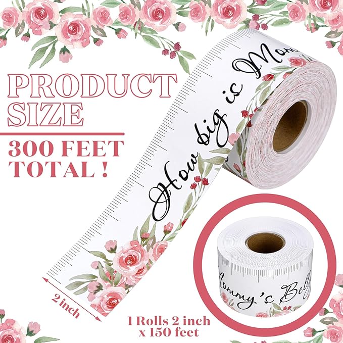 Ctosree How Big Is Mommy's Belly Baby Shower Guessing Game Baby Shower Games Girl Gifts for Winners Measure Decoration Ideas