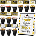 12 Set 2026 Graduation Candy Buffet Party Decoration Graduation Table Candy Bar Snack Labels Signs and 5'' Buckets with Handle for Class of 2026 Party Parties Supplies(Plaid Border Style,Black)