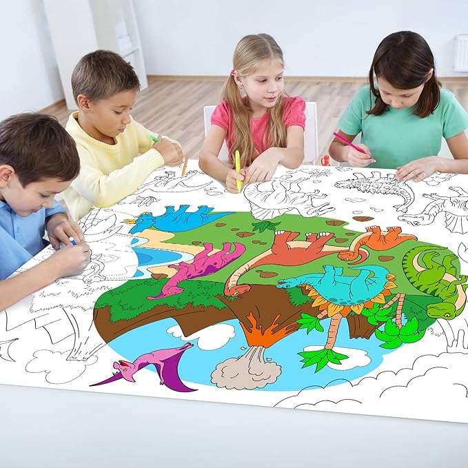 Set of 3 Coloring Posters for Kids Giant Coloring Poster Large Animal Ocean Dinosaur Coloring Tablecloth Jumbo Coloring Books for kids Classroom Home Birthday Party Supplies Favor 31.4 x 43.3 Inch