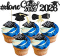 Gyufise 30Pcs 2026 Graduation Cupcake Toppers Gold Glitter Class of 2026 Cake Toppers Graduation Done Cupcake Picks Grad Cap Diploma Cake Decorations for 2026 Graduation Theme Party Cake Decorations