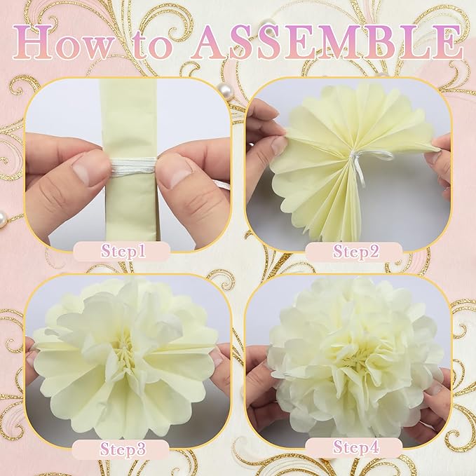 Sahoottie 2 Pcs Pink and Rose Hanging Paper Flower Garland, 8.2 FT Rose Ombre Tissue Paper Flower Garland, Rose Pink Gradient Pom Pom Garland for Wedding Backdrop Bridal Shower
