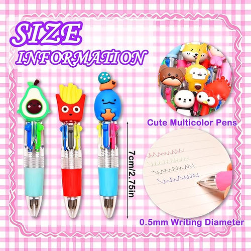 100Pcs Mini Multicolor Pens in One 4-in-1, Cute Pens Bulk for Party Favors and Birthdays, Delightful Ballpoint Pen Gifts Classroom Student Prizes (100pcs)