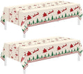 Childom Christmas Disposable Tablecloth,2 Pack Plastic Christmas Tablecloths for Rectangle Tables,54 x 108 Inch,Xmas Beige Reindeer Tablecloths for Xmas Table Decorations Indoor,Outdoor,Parties