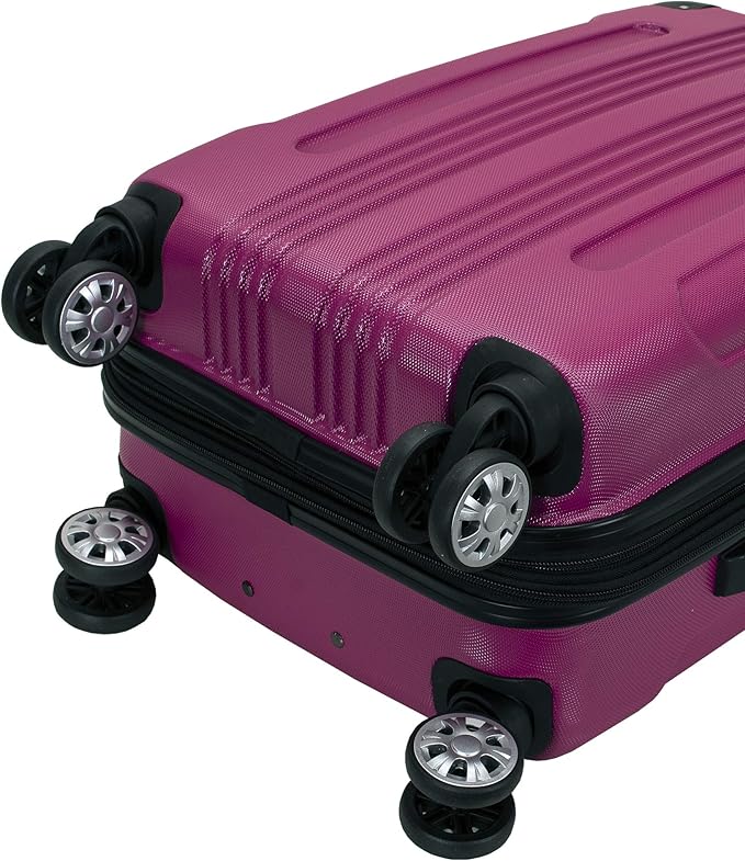 Rockland London Hardside 3 Piece Expandable Spinner Wheel Luggage Set, (20"/24"/28"), Magenta