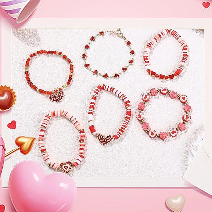 Cooluckday 36 Pcs Holiday Heishi Surfer Bracelets for Women Bulk Easter Mother's Day Christmas St. Patrick's Day Mardi Gras Bracelet Stackable Stretch Friendship Bracelets Set