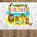 ZOIIWA Hawaiian Luau Coloring Poster for Giant Coloring Poster Large Aloha Tropical Coloring Tablecloth Jumbo Coloring Books for Home Birthday Party Supplies Favor 31.4 x 43.3 Inch
