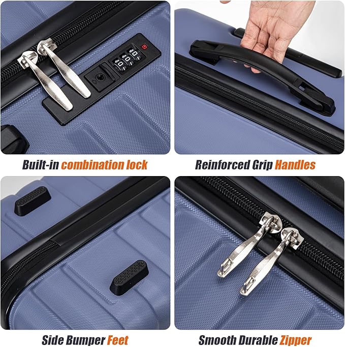 Cosbarn Luggage Sets 5 Piece Suitcases with Wheels, Suitcase Set ABS Hard Case Luggage with Spinner Wheels Durable Travel Luggage