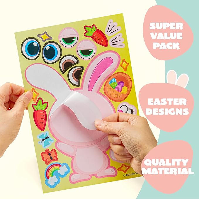 JOYIN 36 Sheet Easter Stickers Match Make a Face Stickers with Chick Bunny Sheep Egg Pattern, for Kids, Decorations for Water Bottle, Basket Stuffers,Classroom Prizes Easter Egg Hunt