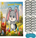 Easter Party Game, Pin The Tail on The Bunny, Sticker Tails for Bunny Game, Holiday Activity, Blindfold Included, Fun Easter Game, All Ages Game for Easter, 24 Sticker Tails
