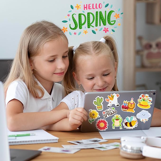 OHOME Spring Stickers | 100 PCS Flowers Stickers for Kids - Vinyl Spring Games Toys Gifts Party Favors Supplies - Kids Crafts Accessories Treats Bulk for Classroom