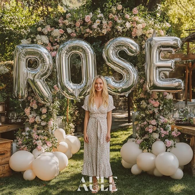 AULE 40 Inch Big Letter Balloon Silver F Large Foil Helium Alphabet Balloons A-Z for Birthday Anniversary Graduation New Year Party Decoration Supplies