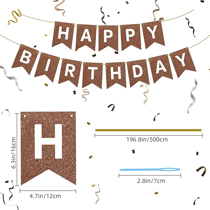 Hooqict Happy Birthday Banner Brown Birthday Party Decorations Backdrop for Kids Adults Celebrations Brown Chocolate Party Banner Sign Wall Porch Door Hanging Garland