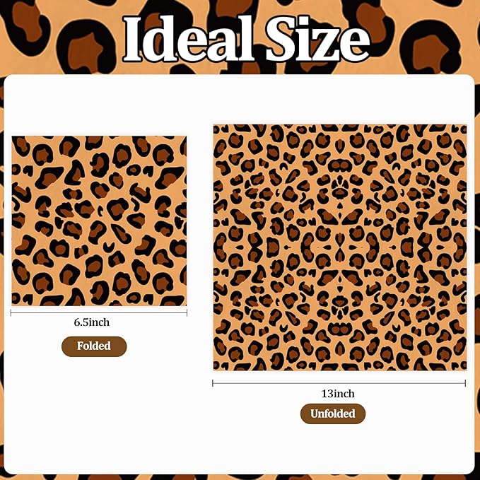 50PCS Leopard Party Napkins, Leopard Theme Birthday Napkins Disposable Cheetah Party Supplies for Parties Bridal Baby Shower Wedding Restaurant
