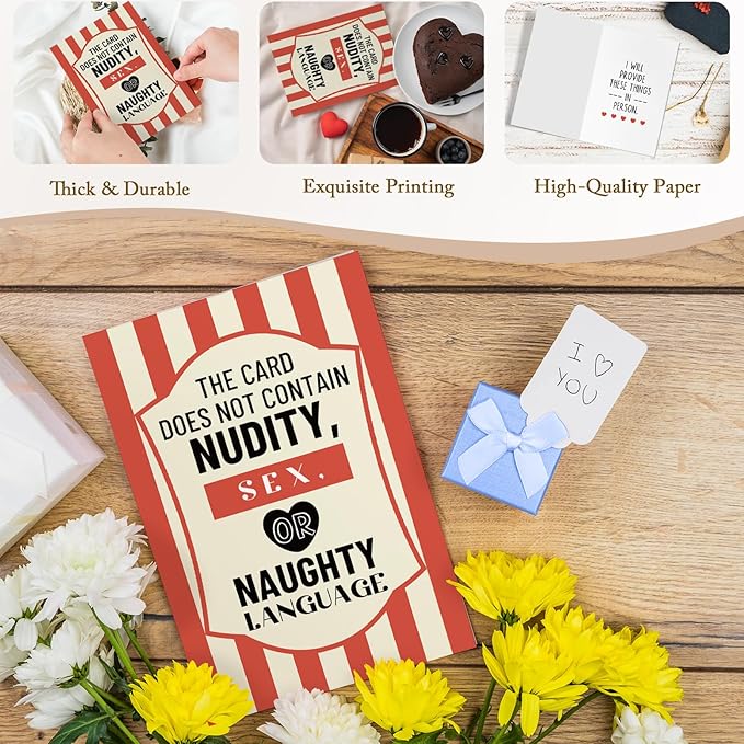 Qiliji Naughty Birthday Card for Boyfriend Girlfriend, Funny Anniversary Card for Husband Wife, Valentines Day Cards Gifts for Men Women, Adult Humor Love Cards Gifts