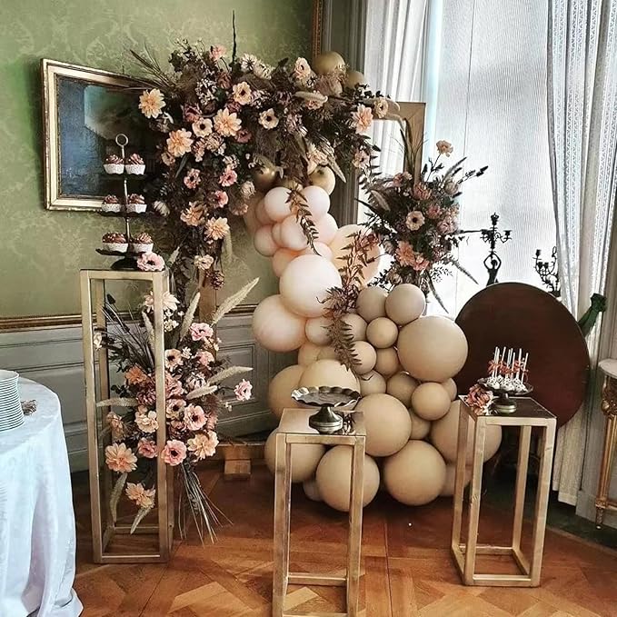 Double Stuffed Nude Balloons Tan Brown Balloon Garland Arch Kit Apricot Latex Balloons Different Sizes 18 12 10 5inch Neutral Balloon for Teddy Bear Birthday Decoration Boho Wedding Supply