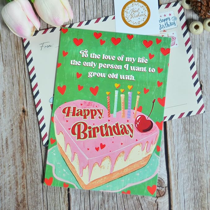 Birthday Card for Wife, Wife Birthday Card from Husband with Seal and Envelope, Gifts from Husband