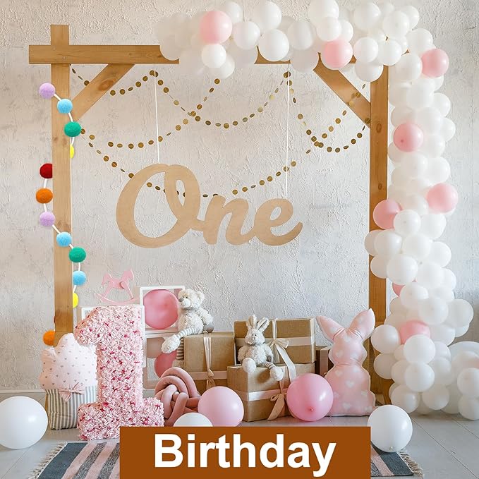 uxcell 2pcs Pom Pom Garland 6.6 Ft 30 Balls Colorful Felt Ball Garland for Wall Christmas Tree Decor Birthday Banner Easter Party Decorations, Light Pink, Grey, Blue