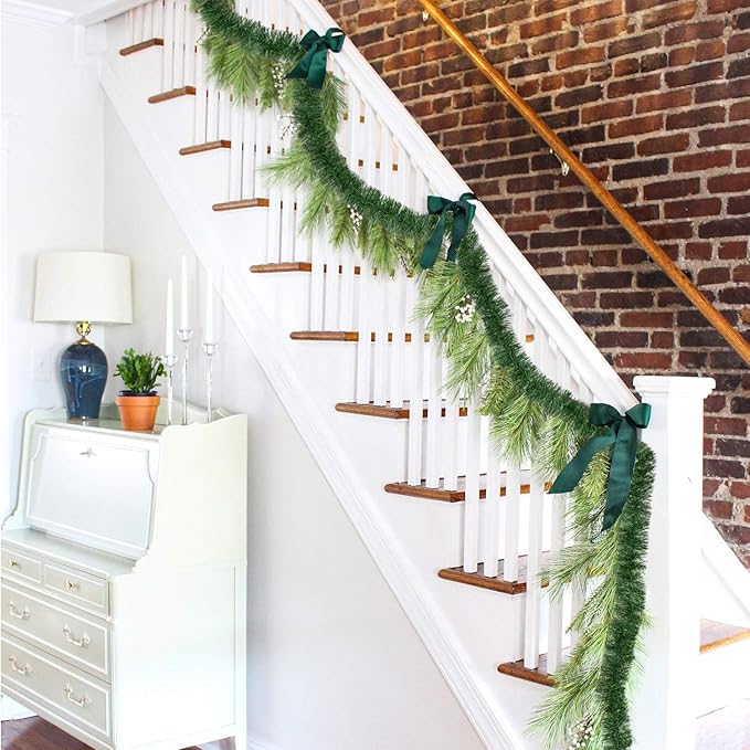 DearHouse 50 Ft Christmas Garland, Artificial Greenery Garland Soft Garland for Holiday Wedding Party,Stairs,Fireplaces Decoration for Outdoor or Indoor Use