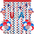 Red White and Blue Balloons Party Decorations with Patriotic Theme Foil Fringe Curtain for Graduation Party Supplies Nautical Veterans Memorial Day 4th of July Balloon Arch Decorations