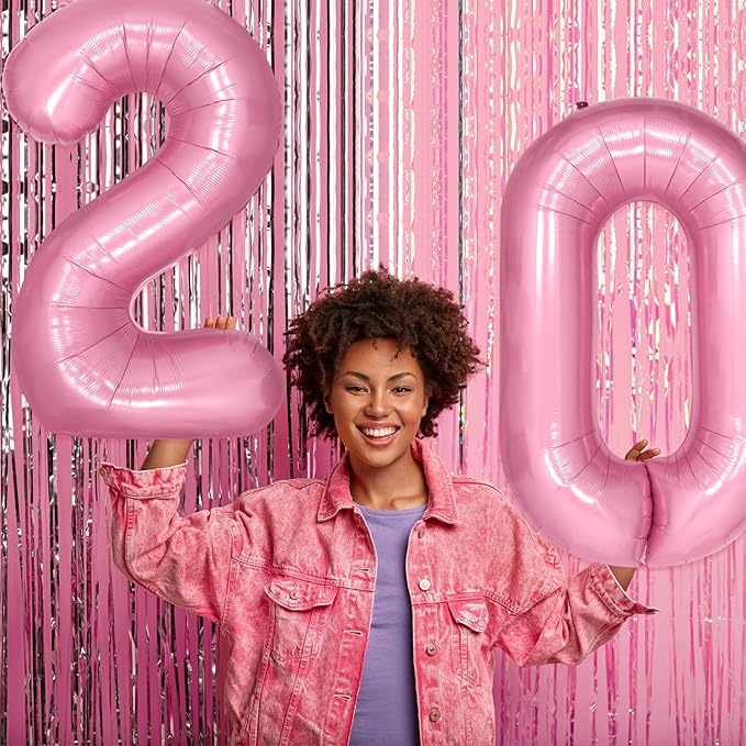 40 Inch Pink Number Balloon 0, Large Number Foil Mylar Balloons for Birthday Party Celebration Decorations Supplies, Digital Balloons for Wedding Anniversary Events Decorations