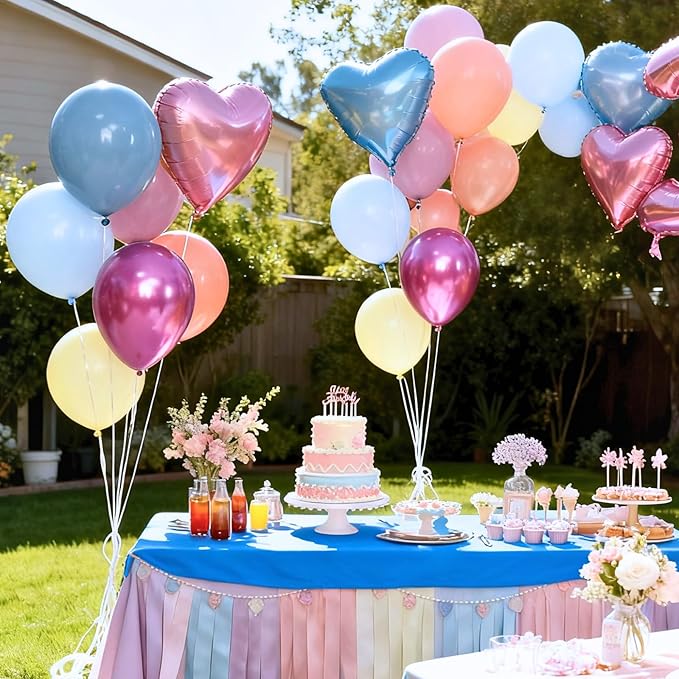 Pastel Balloons, Spring Balloons 50pcs 12 Inch Magenta Macaron Pastel Yellow Blue Pink Blue Purple Metallic Gold for Girl Garden Birthday Rainbow Theme Party Spring Baby Shower Wedding Decorations