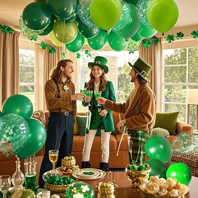 Green Balloons with Confetti Balloons 12 inch Latex Balloons 80 Pcs for Wedding Birthday Baby Shower Party Decorations