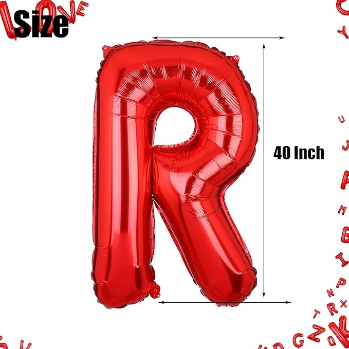 40 Inch Big Red Letter Balloons Foil Mylar Wedding Bachelorette Wedding Birthday Bridal Shower Anniversary Celebration Graduation Party Decoration Alphabet R A-Z