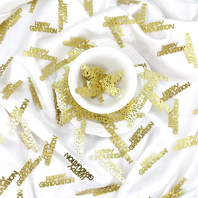 Gold Happy Graduation Confetti, Glitter Graduation Decorations 2026, Congrats Grad Confetti for Class of 2026 Grad Party Decorations 120 PCS.