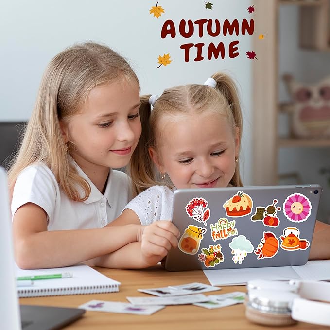OHOME Fall Stickers | 100 PCS Thanksgiving Stickers for Kids - Vinyl Thanksgiving Games Toys Gifts Activities Essentials Party Favors Supplies - Friendsgiving Crafts Bulk for Classroom Home