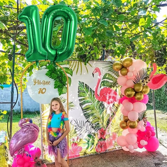 TONIFUL 40 Inch Dark Green Large Numbers Balloon 0-9,Foil Mylar Big Number Balloon Digital 0 for Birthday Party,Wedding, Bridal Shower Engagement Photo Shoot, Anniversary