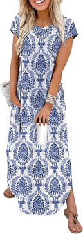 WIHOLL Summer Dresses Cap Sleeve Crewneck Maxi Long Casual Dress with Pockets Beach Vacation Sundresses 2026 Trendy