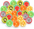 Hxezoc 24 Pcs Fruit Bouncy Balls for Kids, 32mm 6 Colors Rubber Bounce Balls Bulk for Party Favors, Goodie Bag Fillers, Easter Gift Bag Stuffers, Basket Stuffers, Classroom Prizes