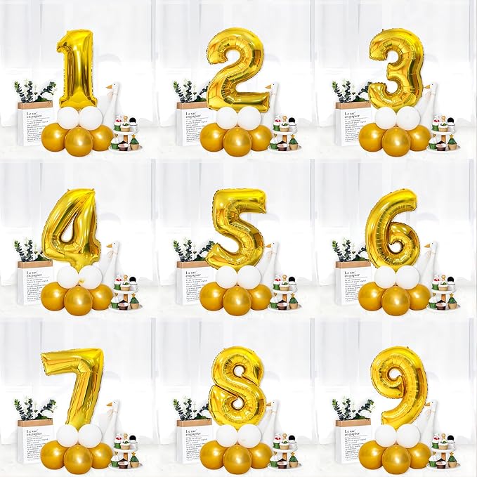 Gold Number Balloons Birthday Balloons - Giant Gold Number 5 Balloon 40 inch, Numbers Balloon Birthday Decorations, Gold Party Supplies for Women Men