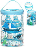 Sanwuta Beach Gifts Heavy Duty Clear Lotion Toiletry Bags for Travel Sunscreen Makeup Cosmetic Pouch Cylinder Bag Waterproof Portable Trip Bag with Handle Zipper(Sailboat)