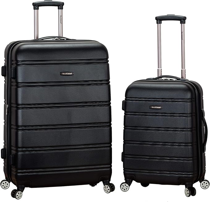 Rockland Melbourne Hardside 2 Piece Expandable Spinner Wheel Luggage Set, (20"/28"), Black