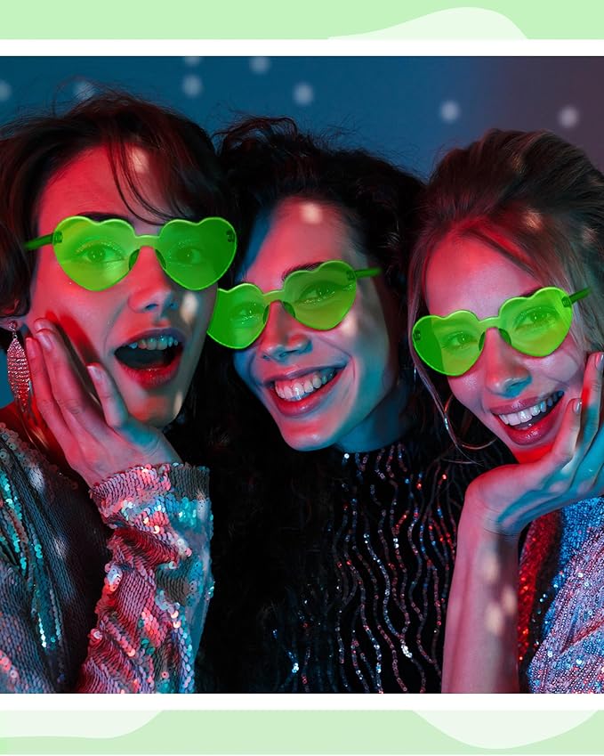 Frienda 20 Pairs Heart Shaped Sunglasses Rimless Candy Color Glasses for Women Men Party Favor