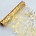 Snowkingdom Glitter Metallic Gold Table Runner 11 Inch x 49 Feet Thin Mesh Sparkle Runner Roll Table Decorations for Wedding Bridal Baby Shower, Anniversary, Christmas, Birthday Party （1PC）