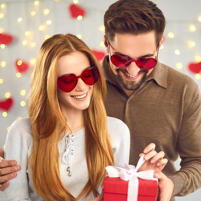 16 Heart Rimless Sunglasses Retro Colored Party Glasses Bulk Gradient Transparent Fun Eyeglasses for Unisex Adult