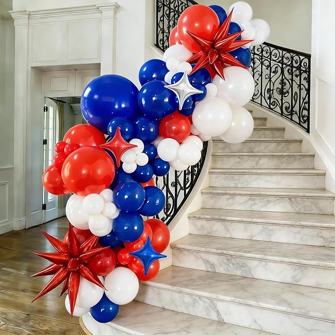 320 Pcs Red White and Blue 12 Inch Bulk Latex Balloons, for 4th of July Independence Day Patriotic Wedding Birthday Party Decorations