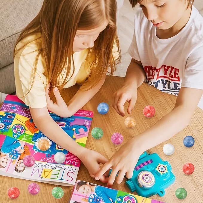 Hxezoc 24 Pcs Glitter Bouncy Balls for Kids, 32mm 6 Colors Rubber Bounce Balls Bulk for Party Favors, Goodie Bag Fillers, Easter Gift Bag Stuffers, Basket Stuffers, Classroom Prizes