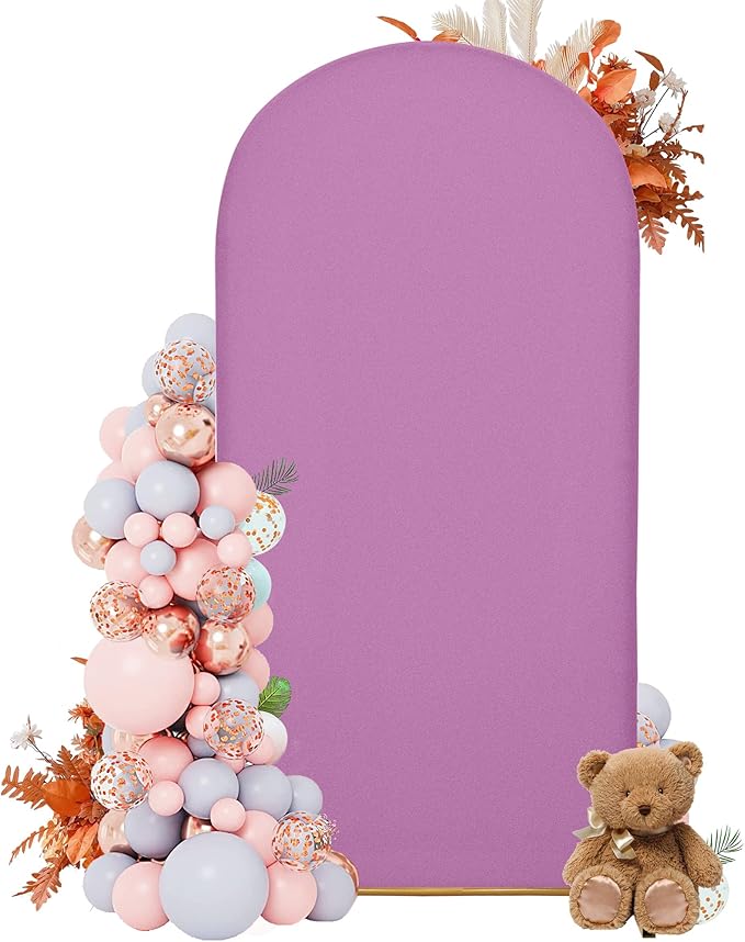Arch Covers,Arch Backdrop Stand Fitted Cover for Wedding Birthday Party Ceremony Banquet Decoration(6.6FT,Lilac,Cover Only)