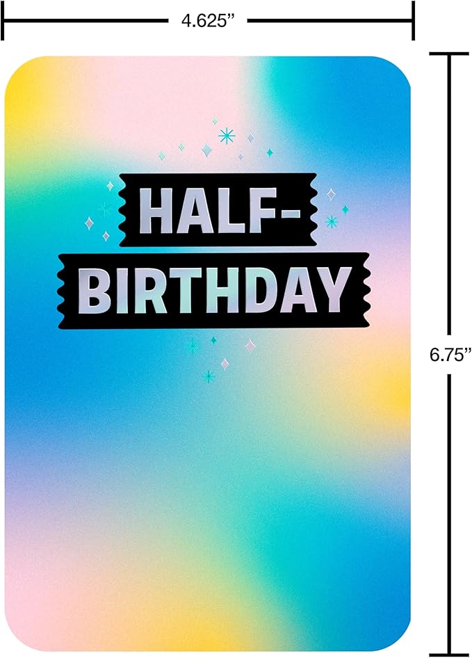 American Greetings Happy Half Birthday Card. 1/2 Birthday Card for Adults, Kids, Friends, or Family